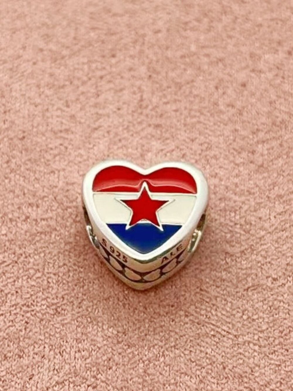 Pandora Croatia Flag Charm Heart Bead Charm Love Croatia S925 Sterling Silver